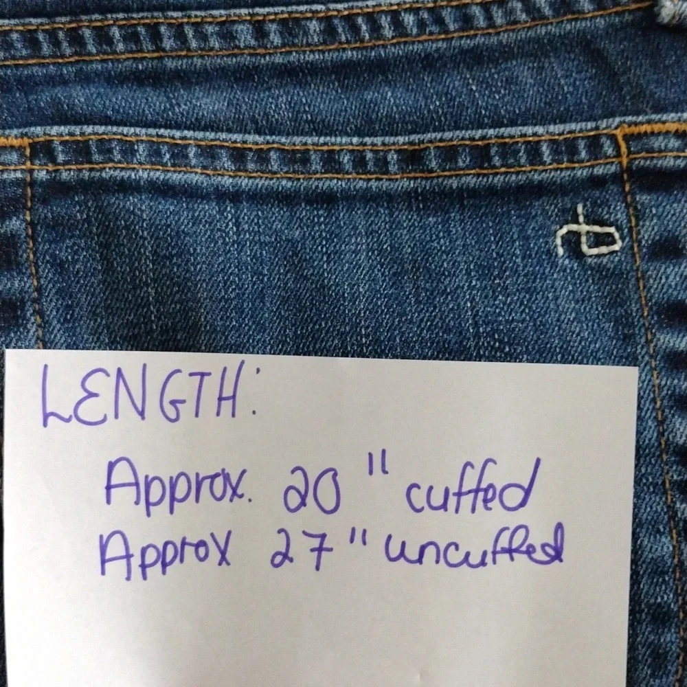 Rag & bone keiko cuff dre Jeans raw hem Women's Size 26 Dark Wash Pre-owned - Picture 14 of 14